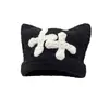 Gorro de Punto Cruz con Bloques de Color Blanco y Negro, Estilo Coreano Nuevo, Moderno, Sencillo, Sensación de Lujo, Gorro Turbante