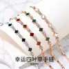 Pulsera de Trébol de la Suerte de Plata Pura 999 para Mujer, Trébol de Cuatro Hojas de Lujo Ligero con Ágata Incrustada de Diamantes Pulsera de Plata, Joyería Versátil, Venta al por Mayor de una Pieza