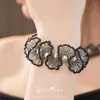 Collar de Encaje con Perlas y Cuentas de Cristal, Cadena para Clavícula de Lujo Ligero de Nicho, Set de Joyería de Moda Estilo Pastoral al por Mayor