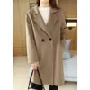 Abrigo de Lana Doble Faz 100% Lana Pura para Otoño e Invierno con Cuello de Traje, Abrigo Largo de Lana hasta Debajo de la Rodilla, Suministro Transfronterizo Europeo y Americano