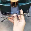Monturas de Gafas sin Marco Ultraligeras Jian Dan Luo Xin para Hombres y Mujeres, Modernas de Nueva Moda Retro Cuadradas Gafas de Deseo Puro con Lentes Graduados