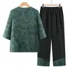Roupa de Verão da Vovó, Camisa Estilo Chinês Tradicional, Modelo Novo Estiloso para Meia-Idade e Idosos, Nova Blusa Estilo Chinês, Conjunto de Verão da Mamãe, Roupas da Sogra