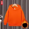 Moletom de Algodão Infantil, Cor Sólida, Sem Zíper, Forrado com Fleece, Gola Redonda, Ombro Caído, Estilo Primavera e Outono, Caimento Solto, Estampa, Transfronteiriço