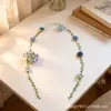 Cortinas florais decorativas azul-esverdeadas para montagem de cena de festa em casa, decoração de casamento e decoração de casa
