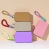 Bolsa de monedas cuadrada de silicona portátil en stock de fábrica, mini bolsa de almacenamiento, bolsa de maquillaje multifuncional