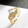 Anillo de Cobre Chapado en Oro Real con Circonita, Tendencia Europea y Americana Aogu, Diseño para Mujer, Anillo de Ala de Nicho de Gama Alta, Joyería Versátil para la Mano