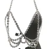 Skl000220 Cadena de Pecho con Perlas de Cristal Tirante Negro con Ropa Traje de Escenario Cadena Corporal Grande sin Espalda