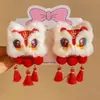 Horquilla Roja de Año Nuevo para Niñas con Lazo, Accesorio para el Cabello, Tocado Tradicional Chino de Año Nuevo, Pinza para el Cabello con Peluca de Estilo Chino para Niñas Hanfu
