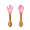 Talheres de Bambu Silicone Colher Prato Tigela de Bambu com Ventosa Tigela de Madeira de Bambu Colher Macia Material para Comida Complementar Grau Alimentício
