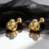 Aretes de Tornillo con Forma de Corazón Ruyi para Mujer, Aretes de Diseño de Nicho, Aretes de Presión No Extraíbles, Amigables con el Oído, Lujo Ligero, Joyería de Oreja Minimalista