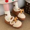 Sapatos Birkenstock de Lã de Cordeiro Coreana para Meninos e Meninas no Inverno Forrados com Lã Térmica para Heattech com Velcro Sapatos Externos de Algodão Divertidos de Urso
