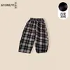 Pantalones para niño con forro polar 2025 Invierno Nuevo Grueso a cuadros Casual Pantalones rectos con forro polar integrado para niños Moderno