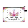 Cartera de Monedas de Gran Capacidad Transfronteriza, Bolsa de Maquillaje, Bolsa con Cremallera de Poliéster con Estampado de Unicornio, Bolsa de Almacenamiento, Papelería Portátil para Estudiantes