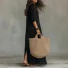 Ropa Nueva de Verano 2026 para Mujer, Vestidos Europeos y Americanos Transfronterizos, Vestido Largo Francés de Color Sólido Elegante de Corte Ajustado