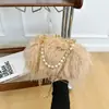 Nueva Bolsa de Felpa Retro Estilo Chino para Mujer Bolso con Borla Cadena de Perlas Bolsa de Felpa Estilo Hada Cruzada Color Sólido Bolso de Mano