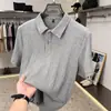 Camiseta de Manga Corta para Hombre de Lujo Ligero, Nuevo Estilo Veraniego, Camisa Polo Versátil de Seda Helada con Cuello para Papás de Edad Media