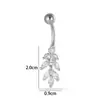 Piercing de Umbigo Henson em Aço Inoxidável com Zircônia Inlaid de Cobre, com Pingente de Borboleta e Franja, Piercing de Umbigo Estilo Europeu e Americano Transfronteiriço