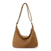 Bolso de Hombro Único Verde Militar Retro Nuevo para Mujer de Gran Capacidad Bolso Cruzado Bolso para la Escuela y el Trabajo Color Sólido Moda Gamuza Moderno