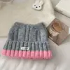 Gorro de Punto con Orejas de Gato y Bloques de Color Dulce y Lindo para Mujer Otoño Invierno Cálido Adelgazante Facial Sombrero de Lana Turbante Sombrero para Clima Frío