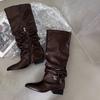 2024 comércio exterior outono e inverno novas botas de salto grosso alto fivela de cinto personalizada garota quente zíper lateral moda botas de moda pontiagudas