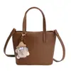 Bolso Cubo para Mujer, Gama Alta, Gran Capacidad, Estilo Coreano, Simple, Bolso de Hombro de Color Sólido, Bolso Cruzado Simple Retro para Mujer