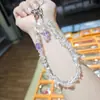 Cadena Colgante para Teléfono Móvil Llavero Cristal de Colores Piedra Triturada Cadena para Teléfono Móvil Colgante de Perlas Doble Uso Suministro Directo de Fábrica