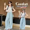 Conjunto de Blusa Estilo Muñeca con Mangas Voladas para Niñas 2026 Nuevo Atuendo de Verano Elegante para Niños Mayores, Conjunto de Dos Piezas con Pantalones Rectos Rayados