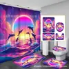 Cortina de Ducha Digital Impresa sin Taladro Transfronteriza Juego de Cuatro Piezas para Baño del Hogar Cortina de Ducha Impermeable y Antideslizante Juego Personalizado