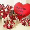 Entrega de Producto Terminado: Arreglo de Flores Artificiales Rojas para Boda, Casa Nueva, Sala de Estar, Decoración de Mesa de Café, Arte Floral Falso para Mesita de Noche del Novio
