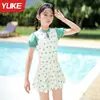 Traje de baño para Niñas Una Pieza Niños Medianos y Grandes 2024 Nuevo Estilo Estilo Chino Niñas Estudiante de Secundaria Protección Solar Vestido de Princesa Traje de Baño