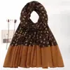 Cachecol longo patchwork floral na cor café Melard para mulheres, leve e fluido, perfeito para primavera e outono, como uma camada externa, xale ou para ensaios fotográficos de férias