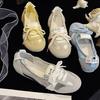 Zapatillas de ballet francesas para mujer, planas, con cordones, transpirables, sin cordones, color blanco, de una sola capa, para otoño de 2024