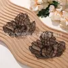 Encaje Negro Bordado Retro Coreano Camelia Corsage DIY Flor Decorativa para Vestido de Novia Parche de Tela Flores Accesorios Venta al por Mayor