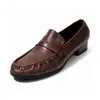 Mocasines plisados vintage con estampado de cocodrilo, nuevo estilo primavera y otoño, punta redonda, suela gruesa, tacón bajo, cómodos, lujo ligero, zapatos de estilo británico