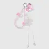 Nuevo Ins Creativo Lindo Dulce Exquisito Cristal de Imitación con Perlas Acrílico Estrella Corazón Guitarra Llavero DIY