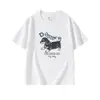 Camiseta de Algodão Puro Manga Curta Gola Redonda Branca e Cinza para Mulheres Verão Novo Estilo Estampa de Cachorrinho Desenho Animado Estilo Casual Preguiçoso Top para Mulheres