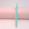 Venta Directa de Fábrica Recortador de Cejas de Acero Inoxidable Esmerilado, Recortador de Cejas de Color Caramelo con Mango Recto de Seguridad y Cubierta para Maquilladores