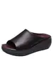 Salida Transfronteriza Europea y Americana Estilo Étnico Cuña Suela Negra Gruesa Chanclas Chanclas de Una Tira Plataforma Blanca Alta Calidad Venta al por Mayor Tallas Grandes