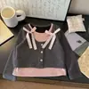 Camiseta Versátil Dulce Dos en Uno para Niñas 2026 Otoño Nueva Moda Coreana Ropa Infantil Moderna Elegante Camiseta Básica