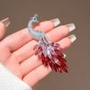 Broche de Pavo Real de Cristal Azul Degradado de Lujo Ligero Diseño de Alta Gama para Mujer Pin Corsage Versátil Accesorios para Chaqueta de Traje