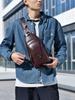 Mochila de piel de vaca Zhenniu Shijia para hombre, bolso de pecho de cuero genuino, informal, deportivo, de moda, de gran capacidad, bandolera para colgar al frente.