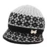 Chapéus Quentes de Outono e Inverno para Mulheres de Meia-Idade e Idosas, Moda para Avós e Idosos Chapéus de Lã Tricotados com Veludo e Chapéus de Aba Larga Espessados