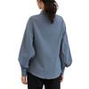 Camisa Retro Azul Neblina Estilo Francés para Mujer, Nueva Versión Coreana Primavera y Otoño 2026, Top Elegante y de Alta Gama con Mangas de Farol Abullonadas