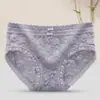 Bragas Transpirables Sexy de Encaje al por Mayor Cintura Media Entrepierna de Algodón Puro Semitransparentes Alta Elasticidad para Mujer