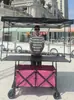 Carrito de puesto móvil con tablero grande, altura ajustable, plegable, carrito portátil para snacks al aire libre, carrito de camping, carrito empujado a mano