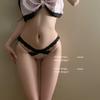 Ropa interior de malla transparente de seda de alta calidad con costuras de encaje hueco cruzado para mujer, sexy, pura, media cobertura, francesa