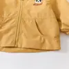 Nueva chaqueta con capucha bordada de dibujos animados linda de otoño para bebés y niños pequeños, prenda exterior holgada de cuadros forrada estilo coreano para bebés