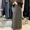 ¡Estilo coreano! Falda midi de sarga vintage y artística para otoño 2026, adelgazante, para mujer