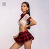 Hua Ying Tamanho Grande Lingerie Europeu e Americano Sexy Plaid Bow Student Maid Sexy Uniforme Set