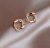 [Chapado en Oro Real] Pendientes de Tuerca de Temperamento de Moda Coreana para Mujer, Celebridad de Internet